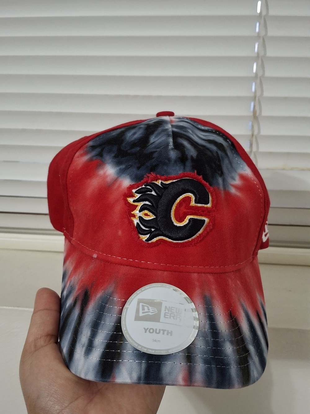 New Era NHL Calgary Flames Youth Tie Dye Adjustable Baseball Hat Cap